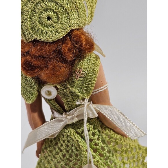 PLK Vintage 1940's 8" Unbranded Doll Dolly In Hand Crafted Crocheted Dress EUC - Picture 7 of 12